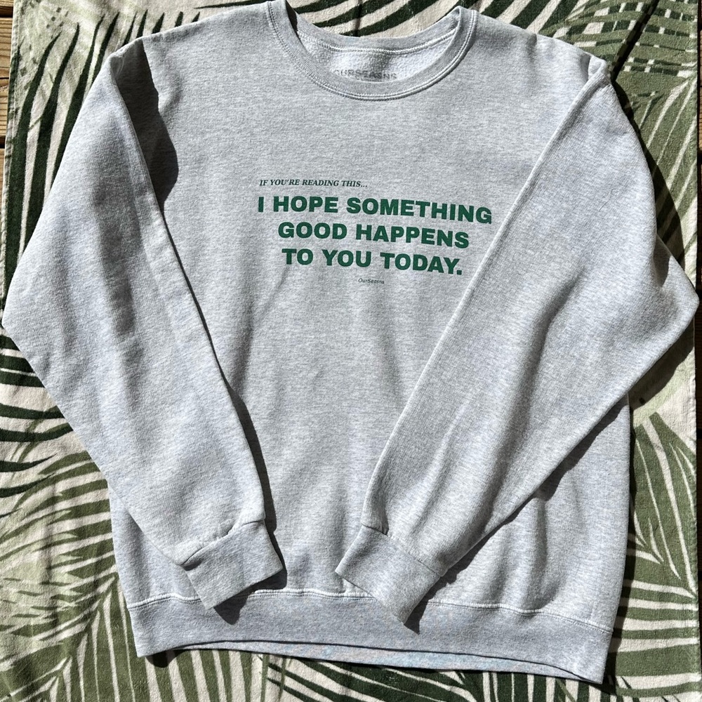 Message Crewneck Sweatshirt - Grey with Green Print